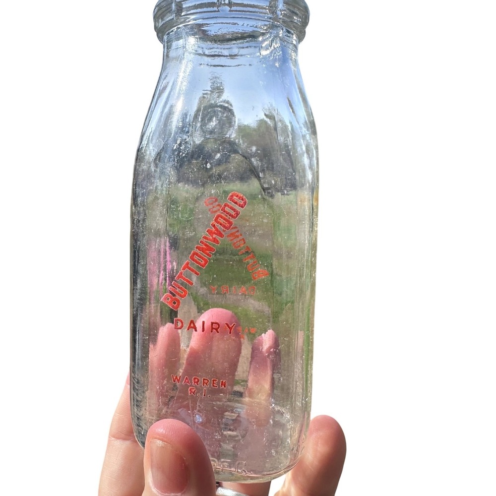 Vintage Buttonwood Dairy Milk Bottle‎ Warren RI Collectible Farmhouse Decor